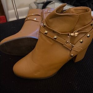 Studded Tan Ankle Boots